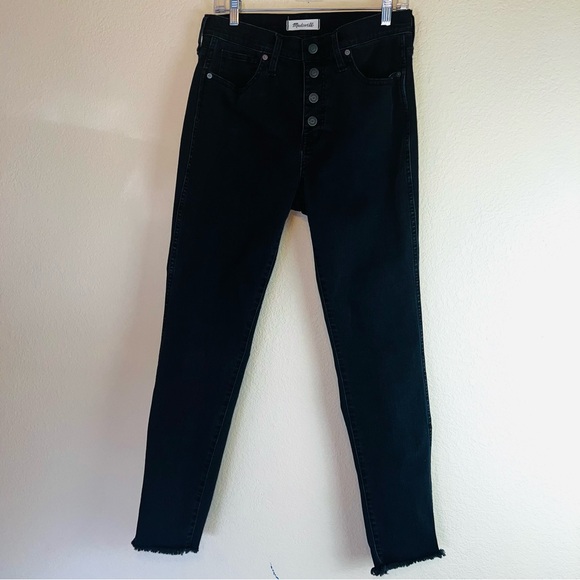 Madewell Washed Black 10” High Rise Raw Hem Skinny Jeans Sz 29T - Picture 2 of 15